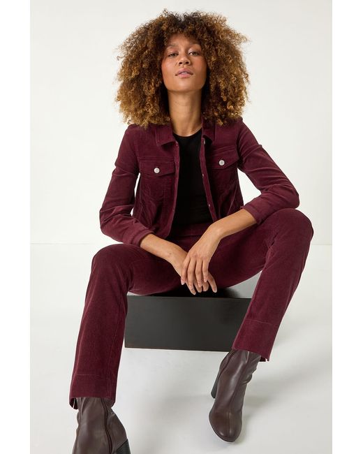 Roman Red Corduroy Straight Stretch Trouser