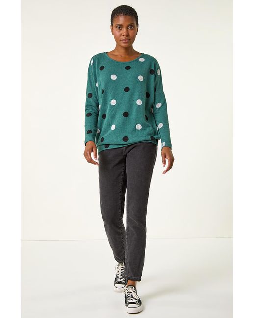 Roman Green Spot Print Snit Top