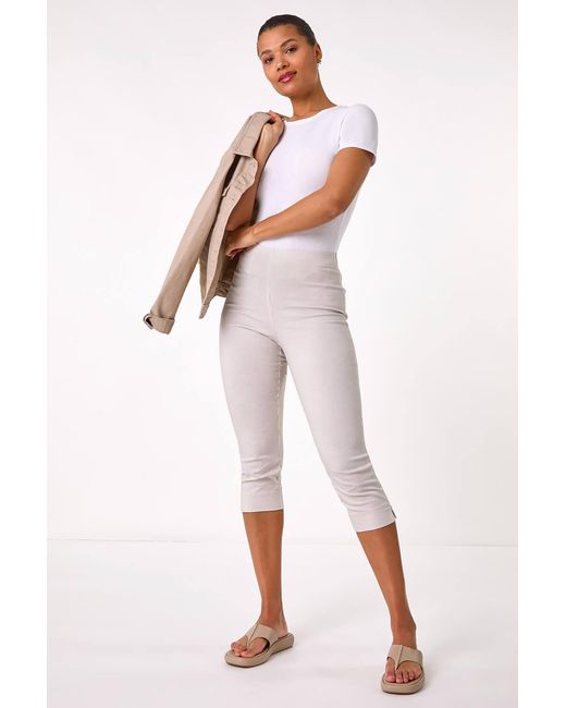 Roman Pink Striped Cropped Stretch Trouser