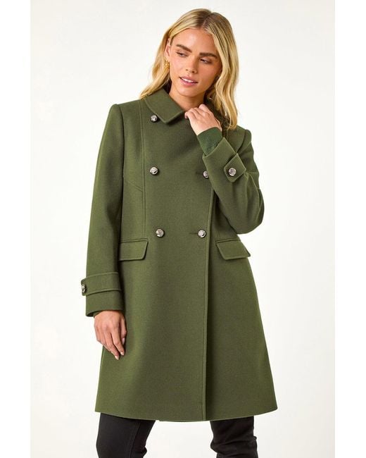 Roman Petite Green Double Breasted Military Coat