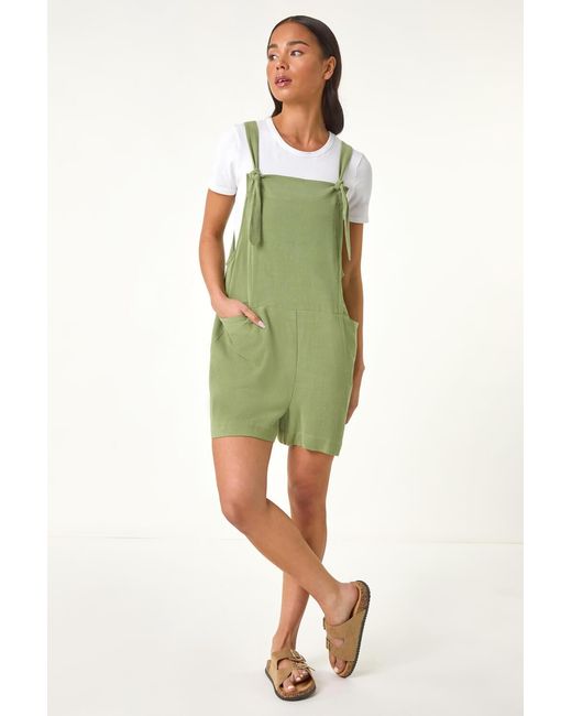 Roman Petite Green Strap Woven Playsuit