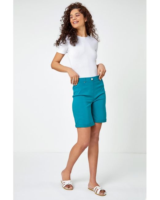 Roman Blue Turn Up Stretch Shorts