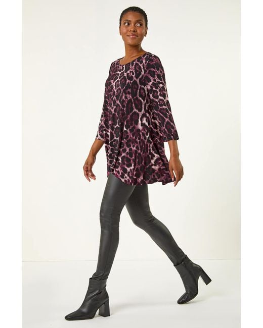 Roman Stretch Textured Animal Print Tunic