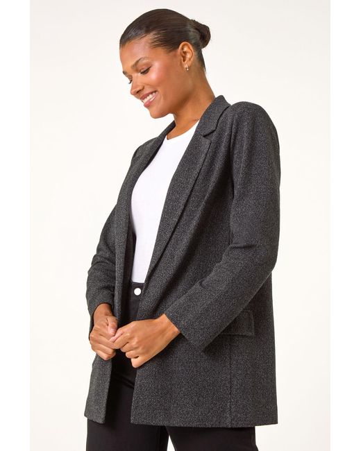 Roman Black Textured Stretch Pocket Blazer