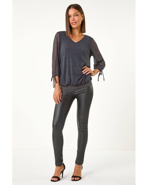 Roman Blue Burnout Print Overlay Top
