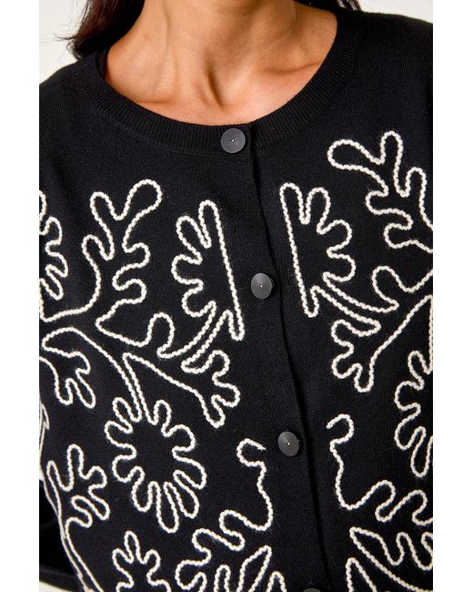 Roman Petite Black Floral Cornelli Buttoned Cardigan