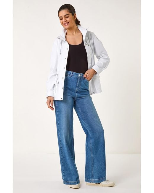 Roman White Buttoned Stretch Safari Jacket