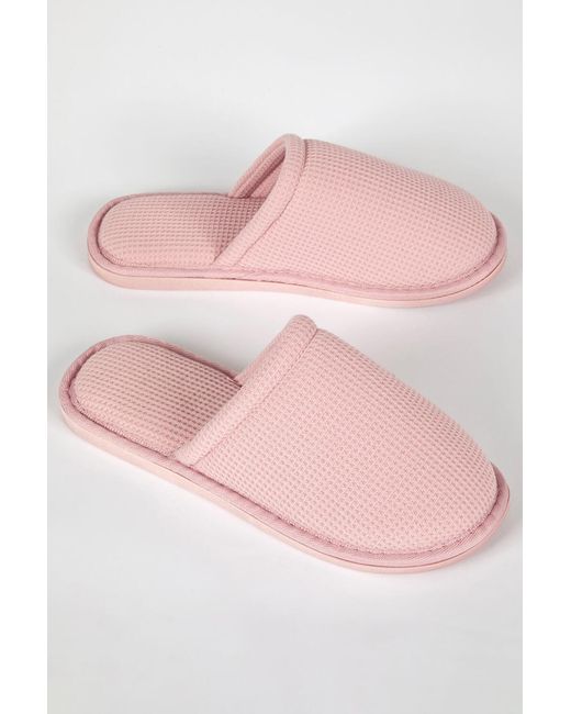 Roman Pink Waffle Mule Slipper
