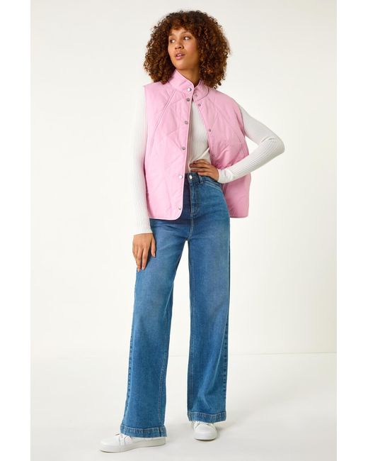 Roman Blue Diamond Quilted Funnel Neck Gilet