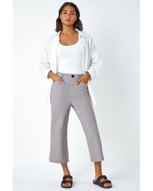 Roman Gray Cropped Stretch Culotte