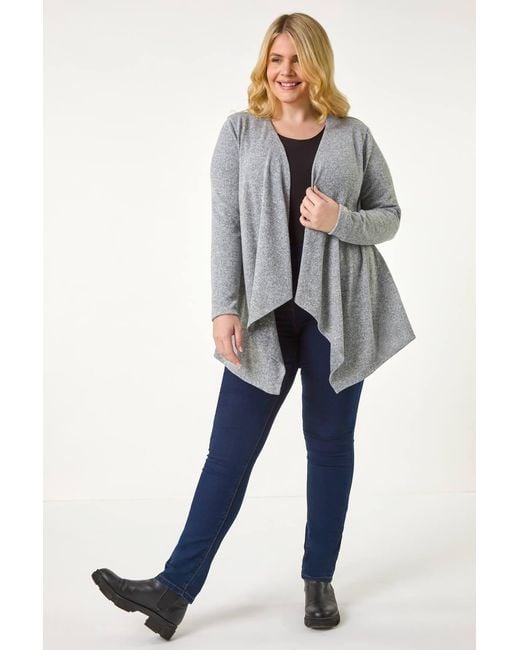 Roman Curve Gray Waterfall Front Jersey Cardigan