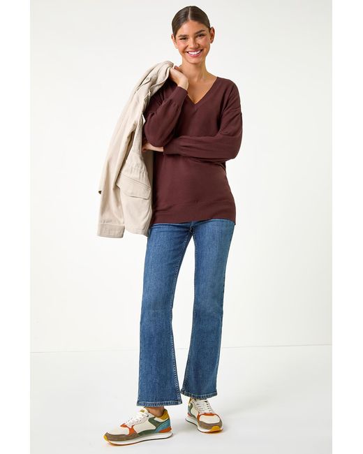 Roman Blue V-Neck Stretch Jumper