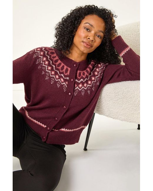 Roman Petite Red Fairisle Button Cardigan