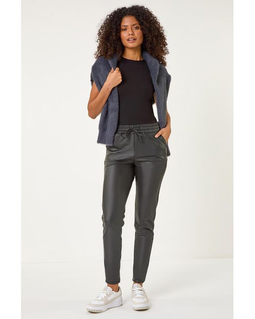 D.u.s.k Black Leather Look Stretch Trouser