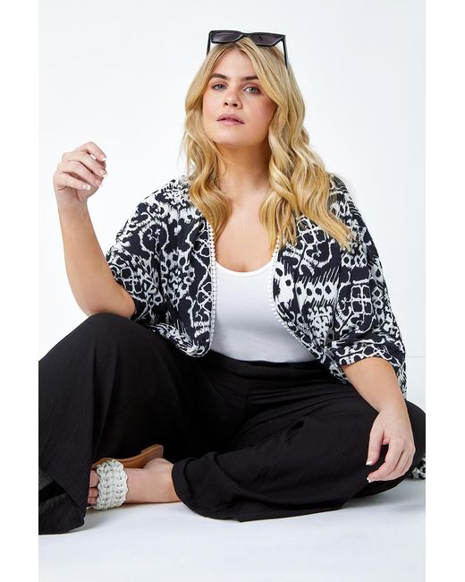 Roman Curve Black Plain Crinkle Wide Leg Trousers