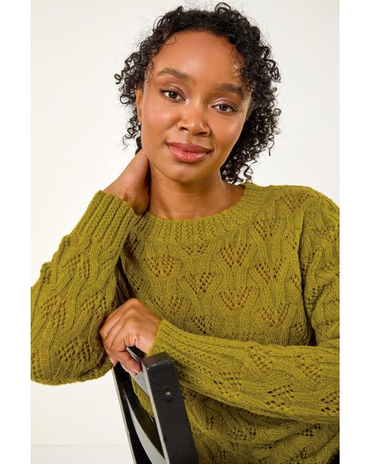 Roman Petite Yellow Crochet Knit Jumper