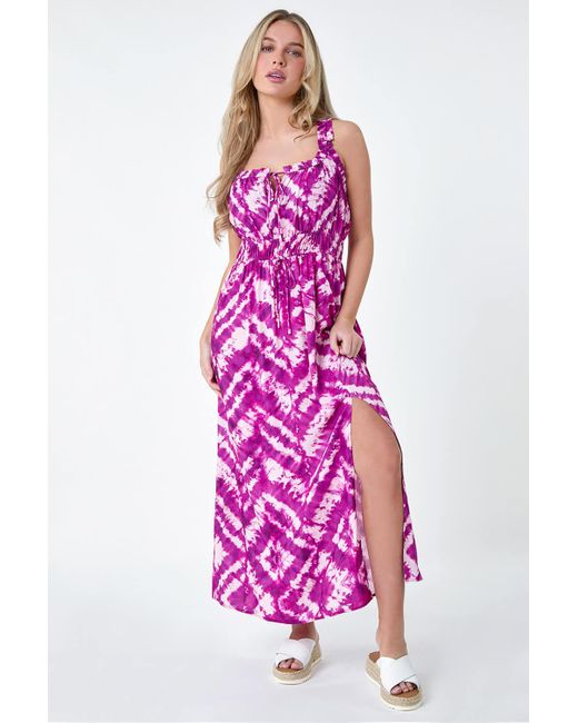Roman Pink Originals Petite Tie-dye Print Midi Dress