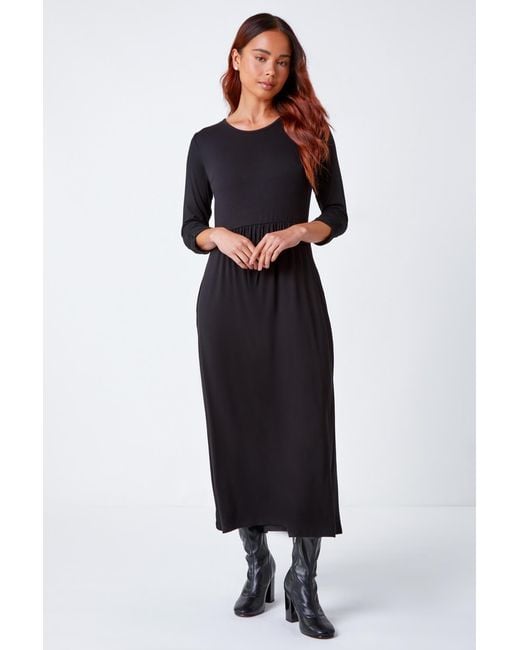 Roman Petite Blue Stretch Jersey Midi Dress