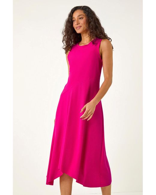 D.u.s.k Pink Asymmetric Stretch Midi Dress