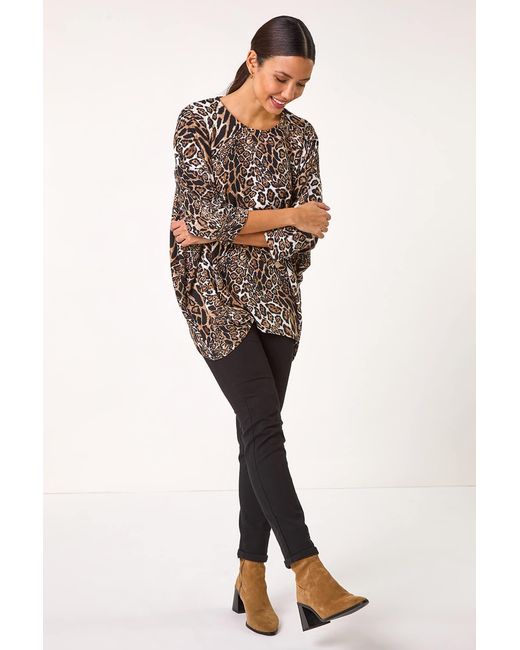 Roman Natural Snit Animal Print Top