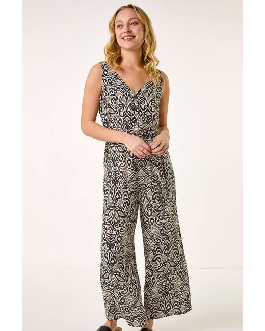 D.u.s.k Natural Abstract Print Jumpsuit