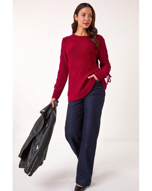 Roman Red Diamond Stitch Detail Knit Jumper
