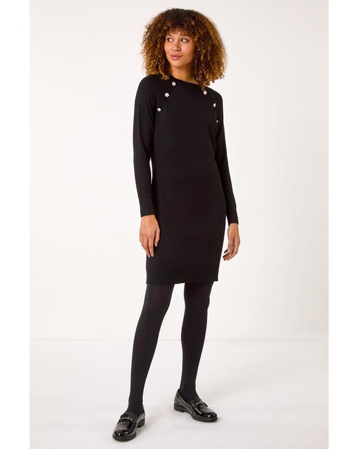 Roman Black Button Detail Knitted Dress