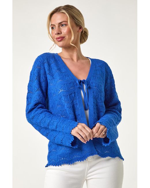 Roman Petite Blue Knitted Tie Cardigan