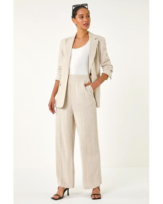 D.u.s.k Natural Elasticated Linen Blend Tailored Trousers