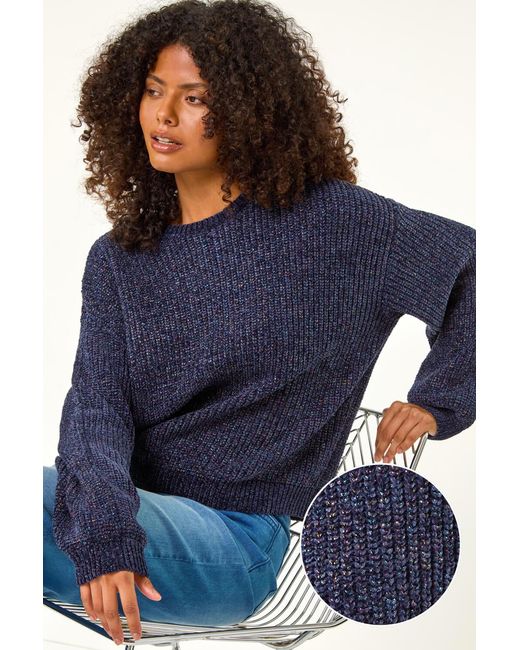 D.u.s.k Blue Glitter Long Sleeve Knit Jumper
