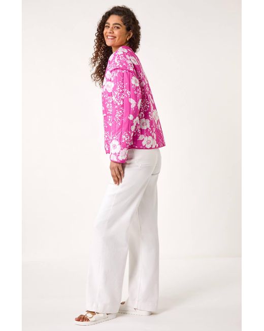 Roman Pink Floral Print Cotton Jacket