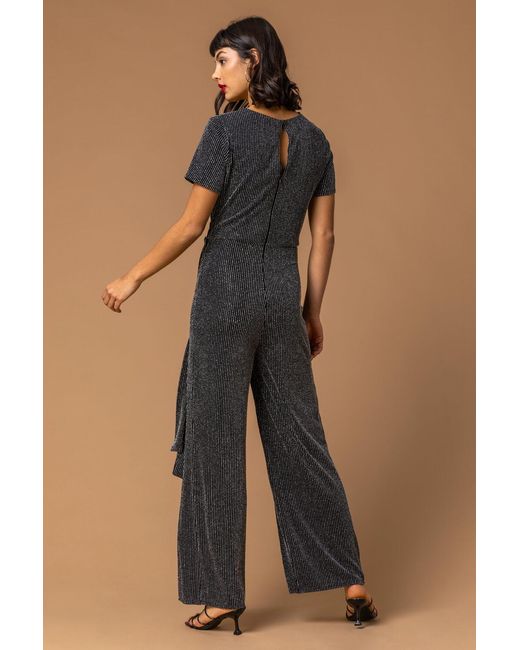 Roman Metallic Shimmer Twist Keyhole Jumpsuit