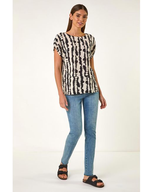 Roman Blue Abstract Print Top