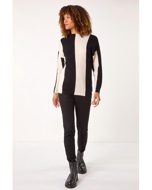 Roman Black Colour Block Soft Knit Jumper