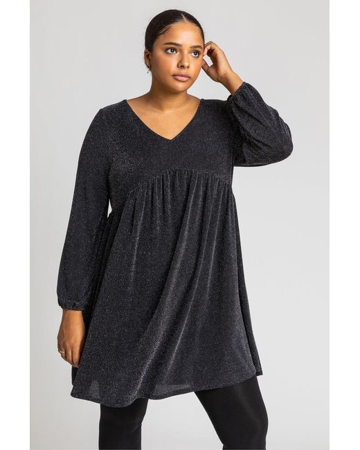 Roman Curve Metallic Sparkle Swing Dress