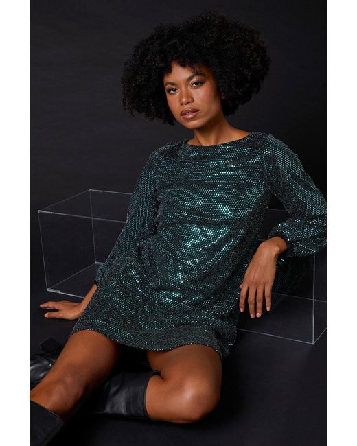 Roman Blue Sparkle Detail Swing Dress