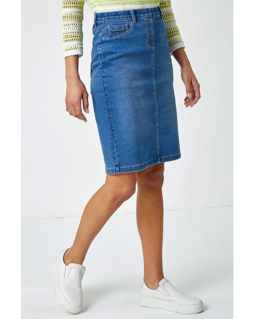 Roman Blue Cotton Stretch Skirt