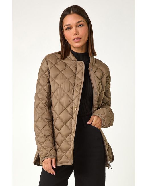 Roman Gray Diamond Quilted Funnel Coat