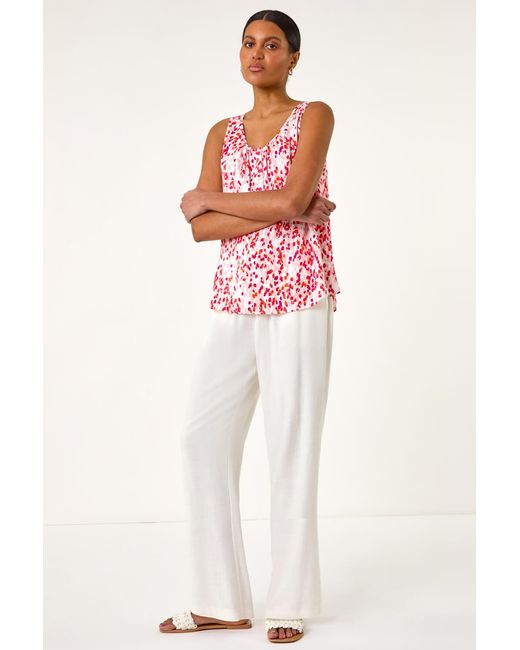 Roman White Abstract Spot Print Button Vest