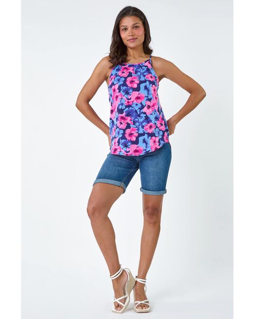 Lilly-and-Hope Blue Floral Print Cami Top