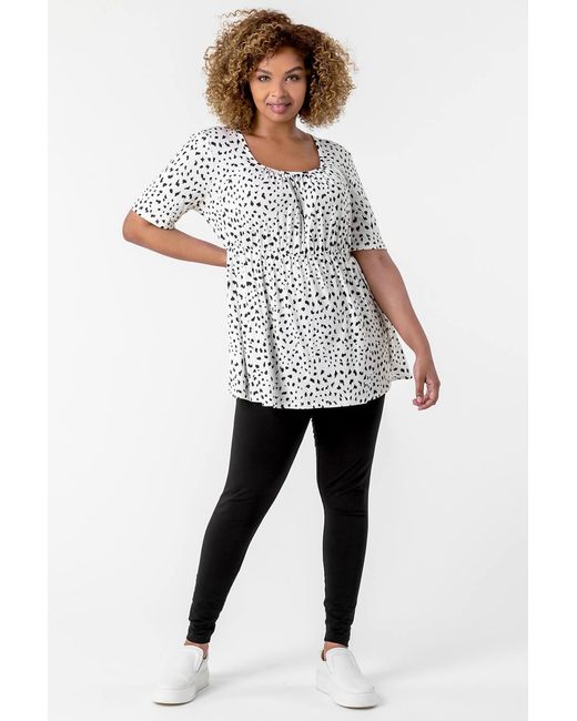 Roman Curve Black Stretch Plain Elastic Waist Leggings