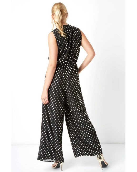 Roman Metallic Polka Dot Button Detail Jumpsuit