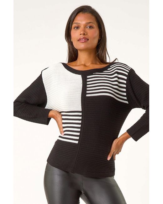 Roman Black Stripe Colour Block Jumper