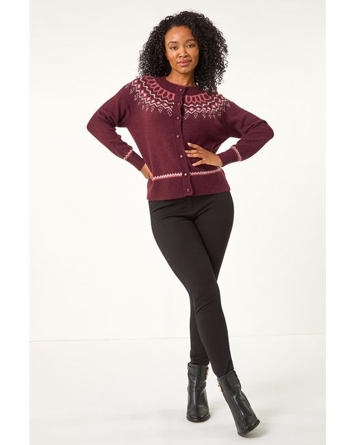 Roman Petite Red Fairisle Button Cardigan
