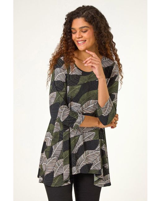 Roman Multicolor Textured Leaf Print Tunic