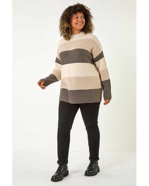 Roman Curve Natural Colour Block Stripe Knit Jumper