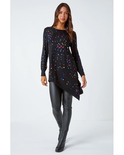Roman Blue Longline Metallic Spot Asymmetric Jumper