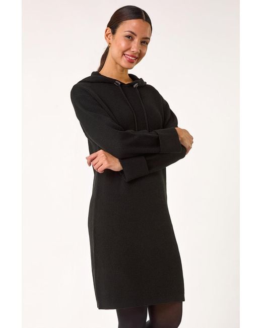Roman Black Hooded Knit Dress