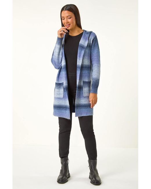 Roman Blue Spacedye Hooded Cardigan