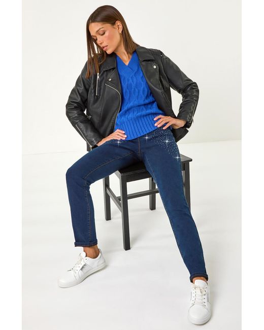 Roman Blue Shimmer Detail Trim Jegging
